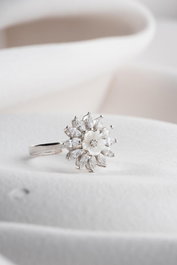 Heliophilia Silver Anillo de Plata Esterlina Ajustable con Recubrimiento de Oro